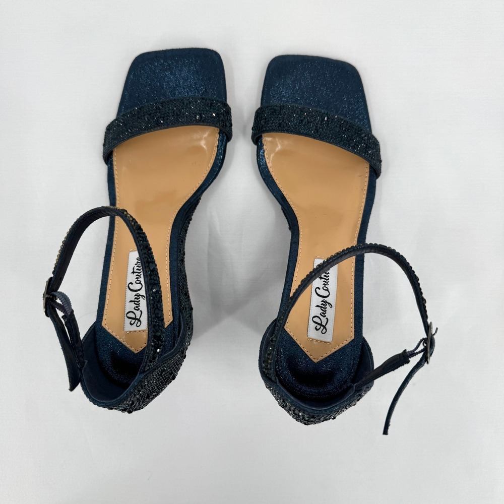Black Beaded Ankle-Strap Wedge Sandals - Picture 4 of 16